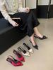 Fashion Pointed Toe Women Sandals 2024 New Arrivals Fashion Party Dress Shoes Black Red Beige Thin High Heels Belt Buckle Pumps 35-39