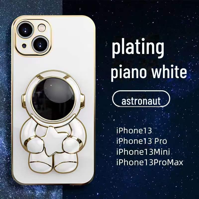 Чехол Astronaut с гальваническим покрытием и подставкой для iPhone 13 Pro Max/12/XS/8P