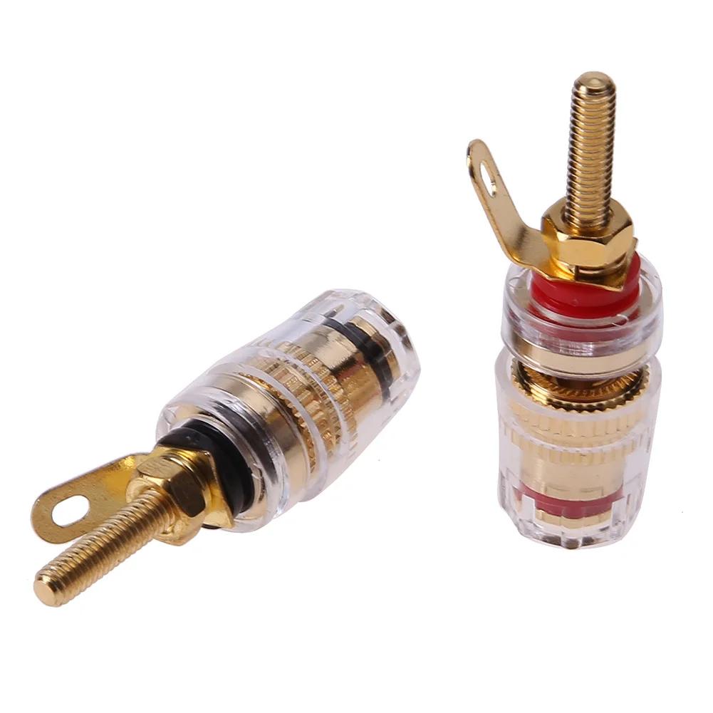2 4mm Brass Speaker Amplifier Binding Posts Terminals Transparent Shell Oxidation Resistance Brass Terminal for Banana Plugs