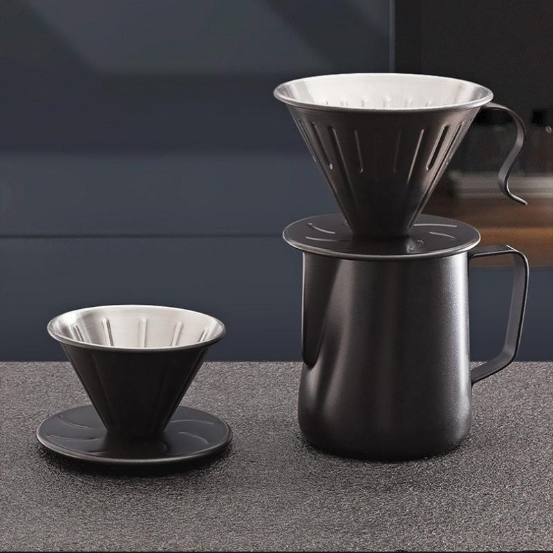Stainless Steel Pour Over Coffee Dripper Reusable Rustproof Design Perfect For Home Office Coffee Brewing