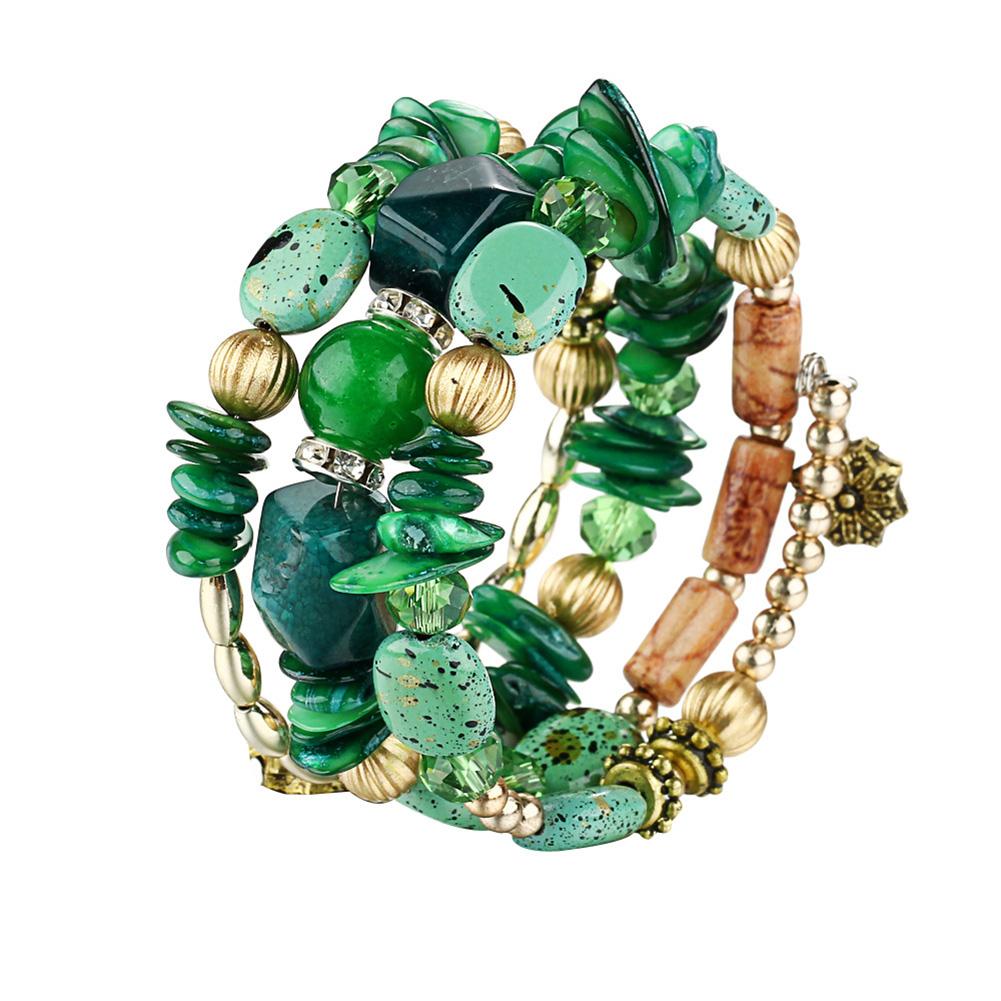 Woman Stylish Multiple Layer Bracelet Rhinestone Turquoise Agate Beads Hand Chain Ornament Festival Birthday Gift