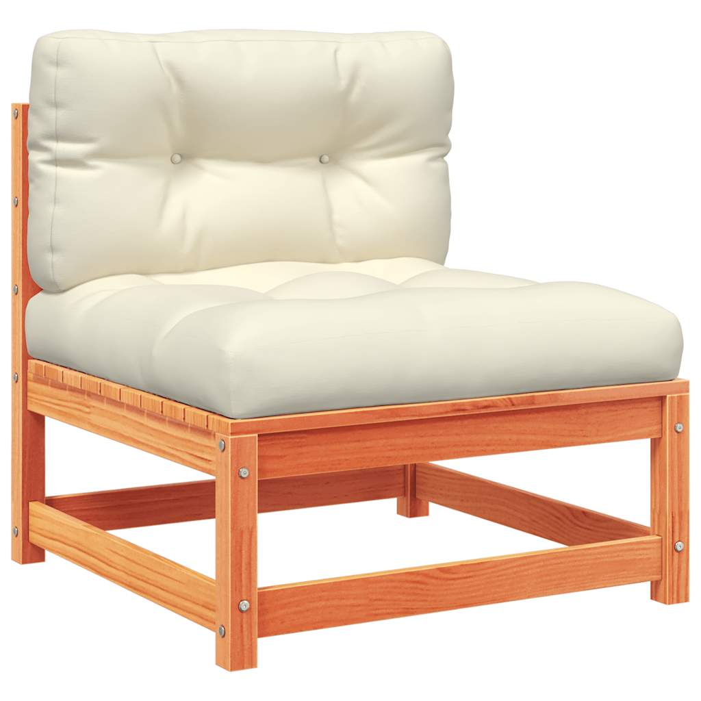 7 Piece Garden Sofa Set with Cushions Wax Brown Pine Wood