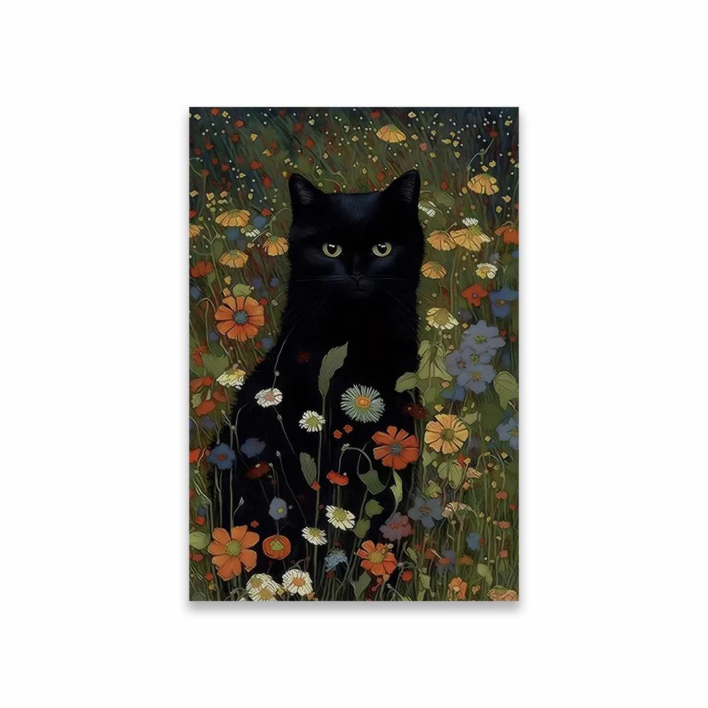 Dark Academia Decor Posters Animal Black Cat Wall Art Gothic Prints Aesthetic Room Wall Decoration Canvas Painting Modern Decor