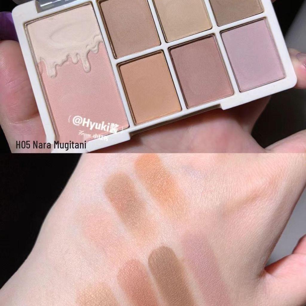 Палетка теней для век Xixi Huancai Mei Mou 7 цветов: Палетка теней для век в земляных тонах с шиммером и матовыми текстурами, для контуринга и хайлайтинга