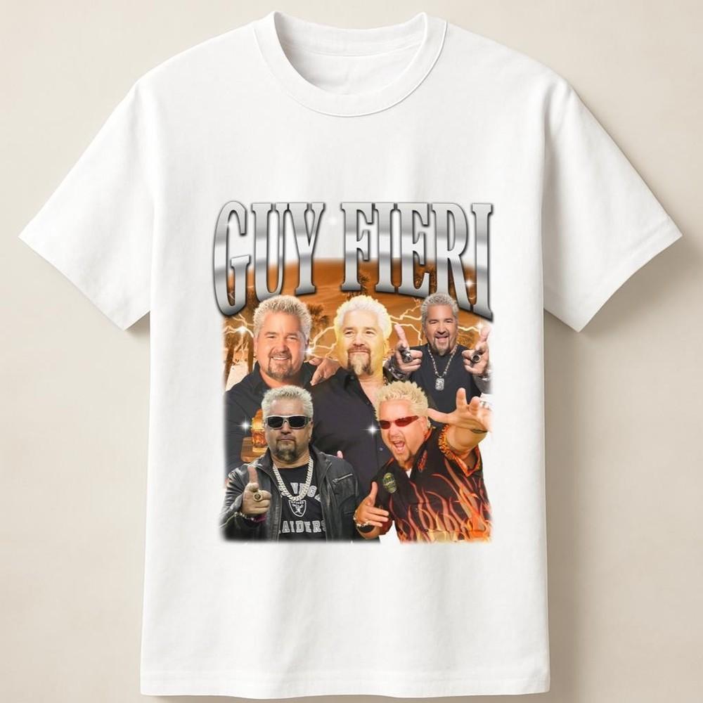 Guy Fieri Power Pose Graphic With Sunglasses and Flames Unisex T Shirt Unisex T-Shirt