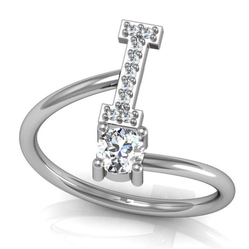 Женское кольцо с 26-буквенным английским узором, белое золото с медным покрытием