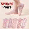 5/10/20 пар женских носков с цветочным принтом, модные узоры, впитывающие пот, дышащие, мягкие, удобные, повседневные носки