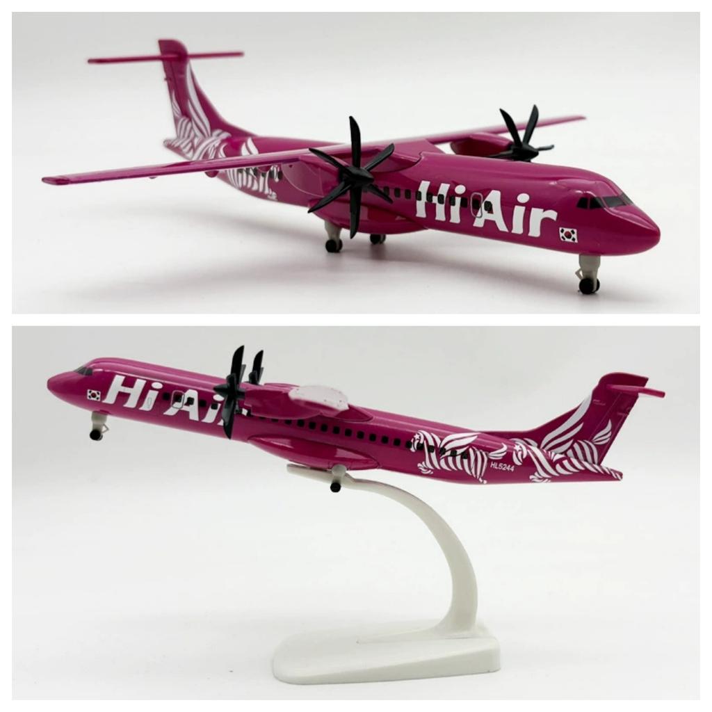 1/400 20см Игрушечные самолеты Корейские авиалинии Hi Air ATR Металлический масштабный самолет Коллекционный самолет С колесами Шасси Пропеллеры