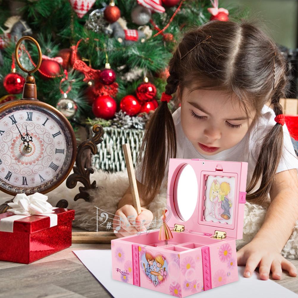 Exquisite Musical Jewelry Box for Girls Princess Dancing with Music with Cute Bow Knots Painting