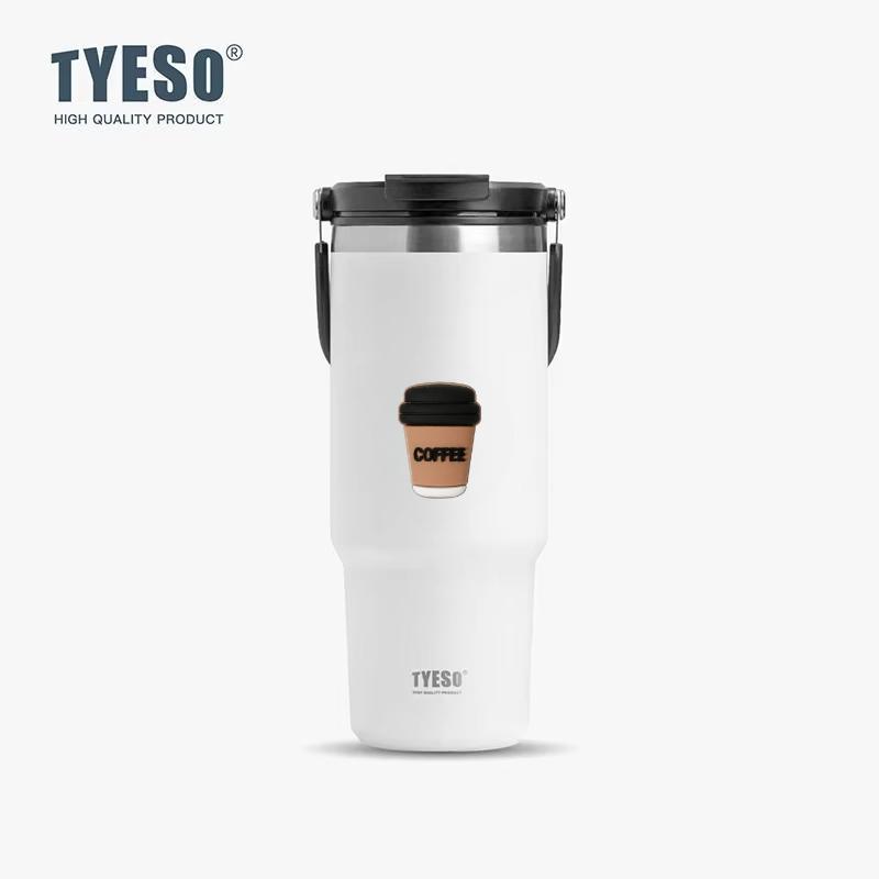 Tyeso 1200ML Vacuum Flasks Stainless Steel Coffee Cup Cold Hot Double-layer Insulated Big Capacity Cold Water Cup with Coffee Sticker