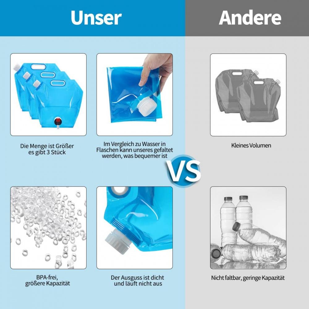 Складной резервуар для воды емкостью 5 л с плотной крышкой, кран, складная канистра для воды, портативный мешок для питьевой воды для кемпинга, туризма, экстренной помощи