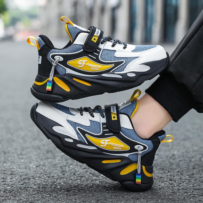 Children Sneakers for Boys Mesh Breathable Running Sports Shoes Kids Girls Flat Casual Shoes Optional Leather Big Size 40