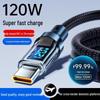 120W Fast Charging Dual Type-C Cable with Intelligent Display for Apple & Huawei Devices
