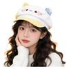Japanese Style Cat Ears Beret Big Head Cartoon Beret Fashion Octagonal Hat  Female Wear