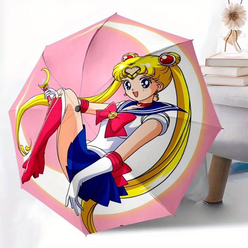 Sailormoon Automatic Umbrella - Foldable with 8 Iron Ribs, Portable for Outdoor, Gift, Outdoor Umbrell, Playful Accessory, Durable High Qual