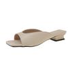 New Summer Women Slipper Square Toe Ladies Mules Sexy High Heels Slippers Female Designer Woman Shoes Claquette Femme