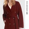 ELLASSAY Women's Wool Double-Breasted Suit Collar Coat