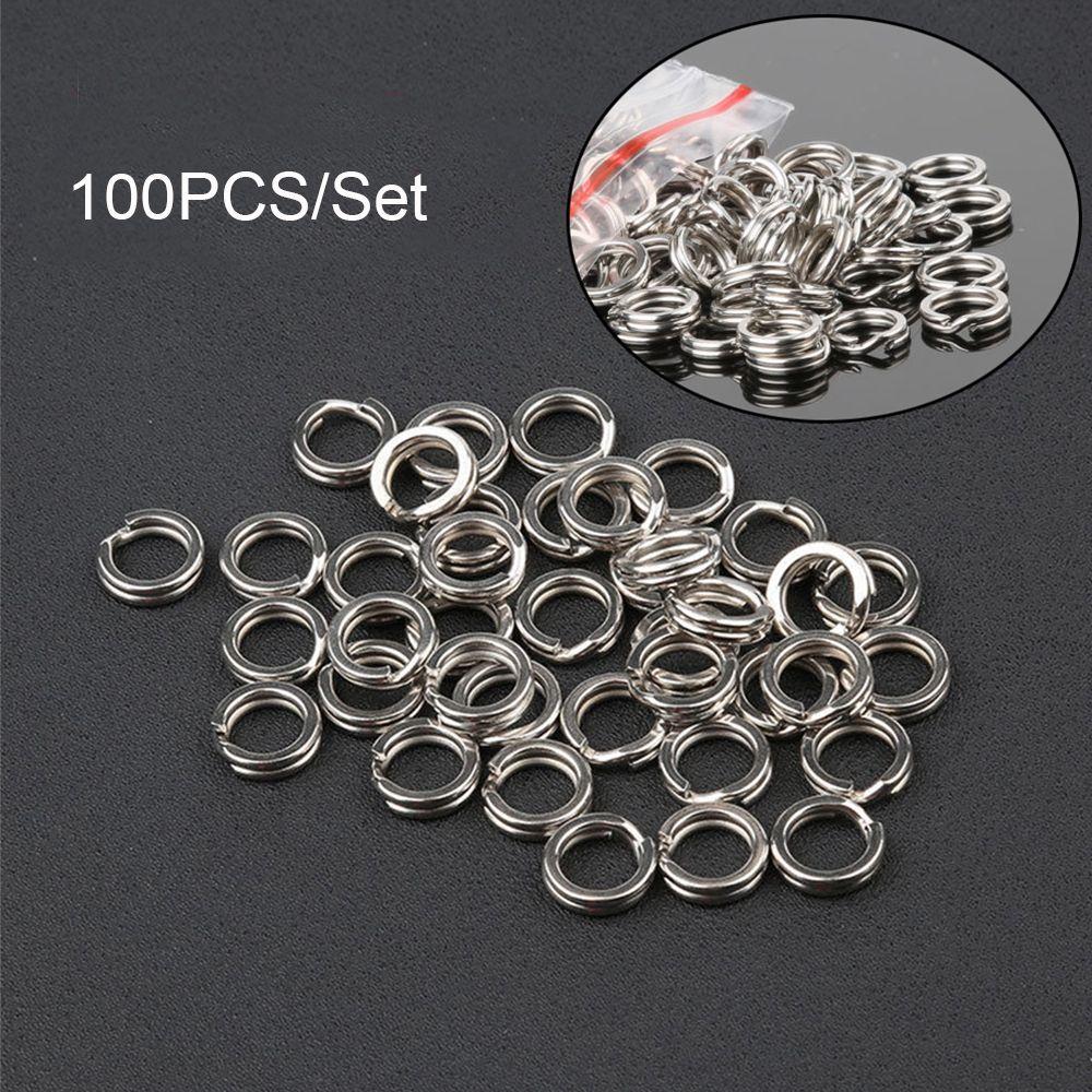 100 шт. горячая прочная леска снасть вертлюжок защелка нержавеющая сталь рыболовный соединитель разъемные кольца для рыбалки