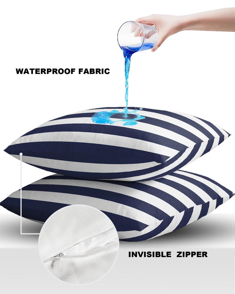 Водонепроницаемая наволочка с темно-синими и белыми полосками для украшения дома и офиса, наволочка для подушки на стул, диван