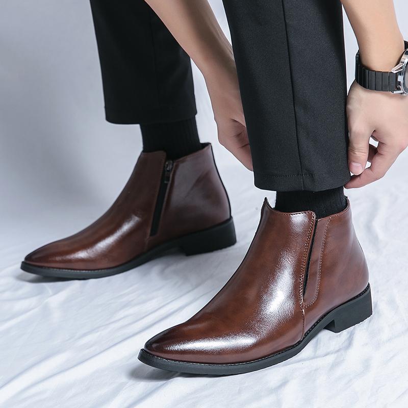 Men’s Motorcycle Boots Retro Street Style Dress Chelsea Boots Tuxedo Wedding Men Fashion Ankle Boots