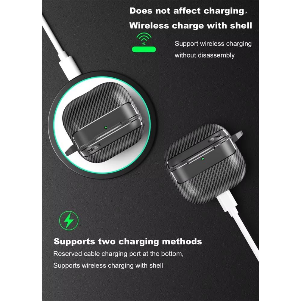 Защитный чехол-броня из углеродного волокна для наушников Apple Airpods 4 3 1&2 Pro 2 2-го поколения с противопотерянным крючком для Airpods Pro 3 2026