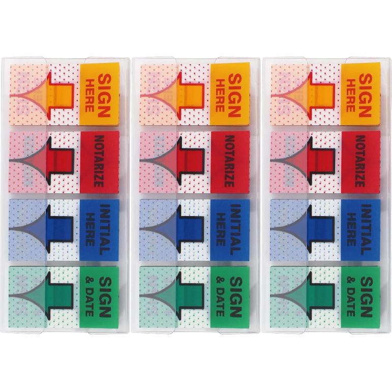 Message Flags Assorted Color, Sign Here/Notarize/Initial Here/Sign and Date, 600 Pages Total, 0.98 x 1.77 Inch Wide, Easy to Post, 3 On-The-Go