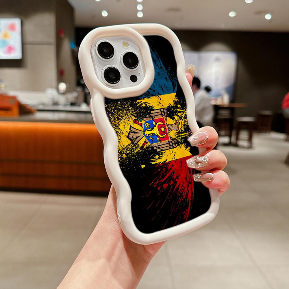 Ae94 Республика Молдова Флаг защитные чехлы для телефонов Samsung S24 Plus S23 Ultra A14 A55 A06 Honor X9b Motorola OnePlus Big Wave TPU задняя крышка