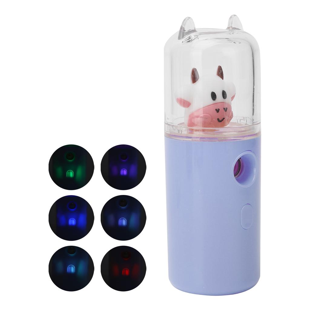 Портативный нано-мистер для лица, увлажняющий ручной распылитель прохладного тумана с функцией цветной подсветки, фиолетовый