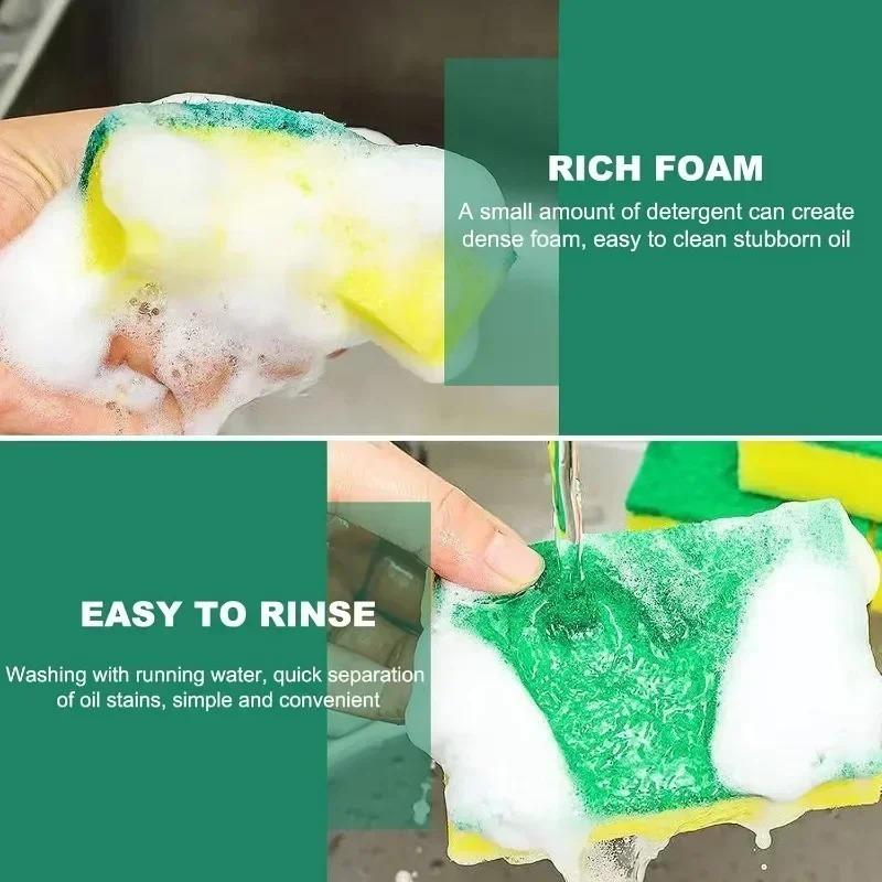 5/50 шт. губка для мытья посуды - прочная кухонная скребок для посуды, не царапает, многоразовая и экологичная, для использования дома/в ресторане