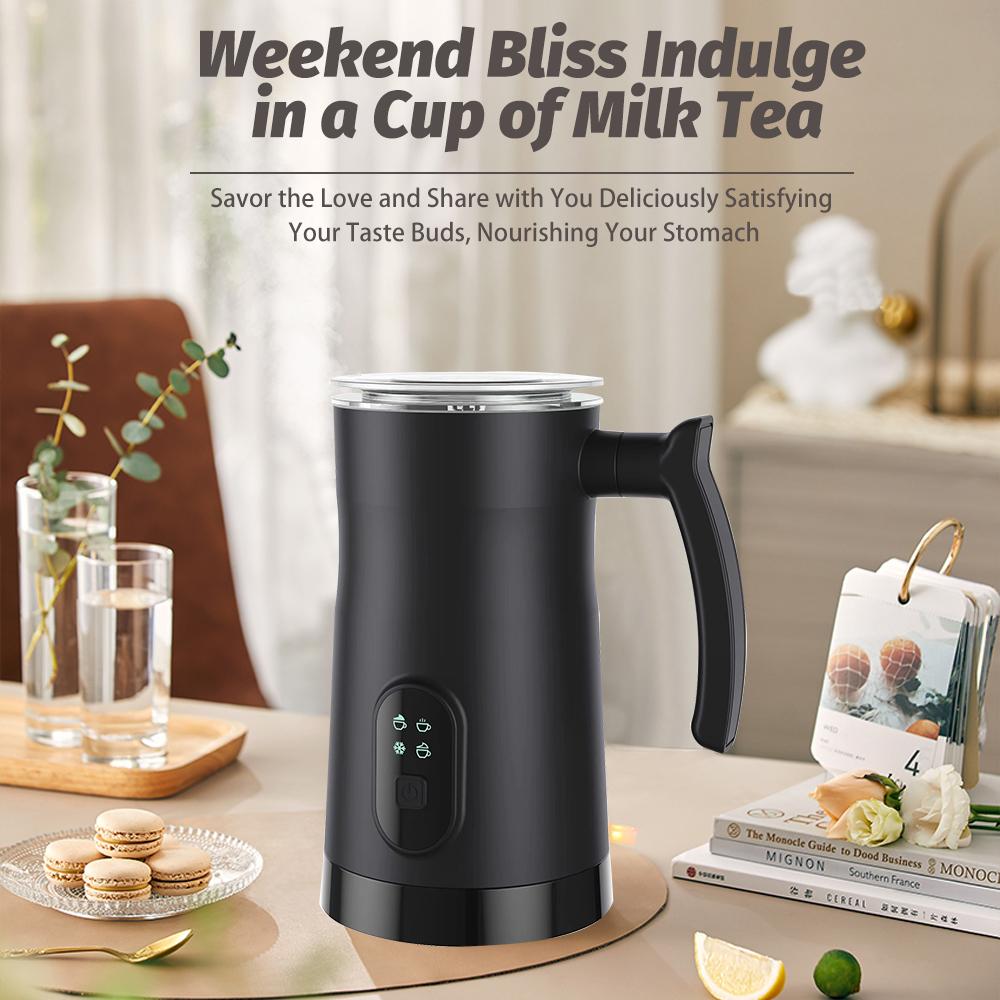 Электрический вспениватель молока из нержавеющей стали 4 в 1, горячий/холодный пенообразователь, бесшумная работа 400 Вт, антипригарное покрытие KTY