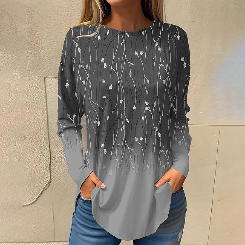 Women's 3d Print Autumn Long Sleeve Tops Women's T-Shirt O-Neck Oversized Ladies Clothin