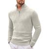 Men  Long Sleeves  Standing Collar  Half Zipper  Knitted Sweater