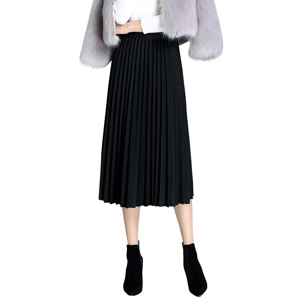 Весенняя тонкая универсальная элегантная плиссированная юбка средней длины с высокой талией