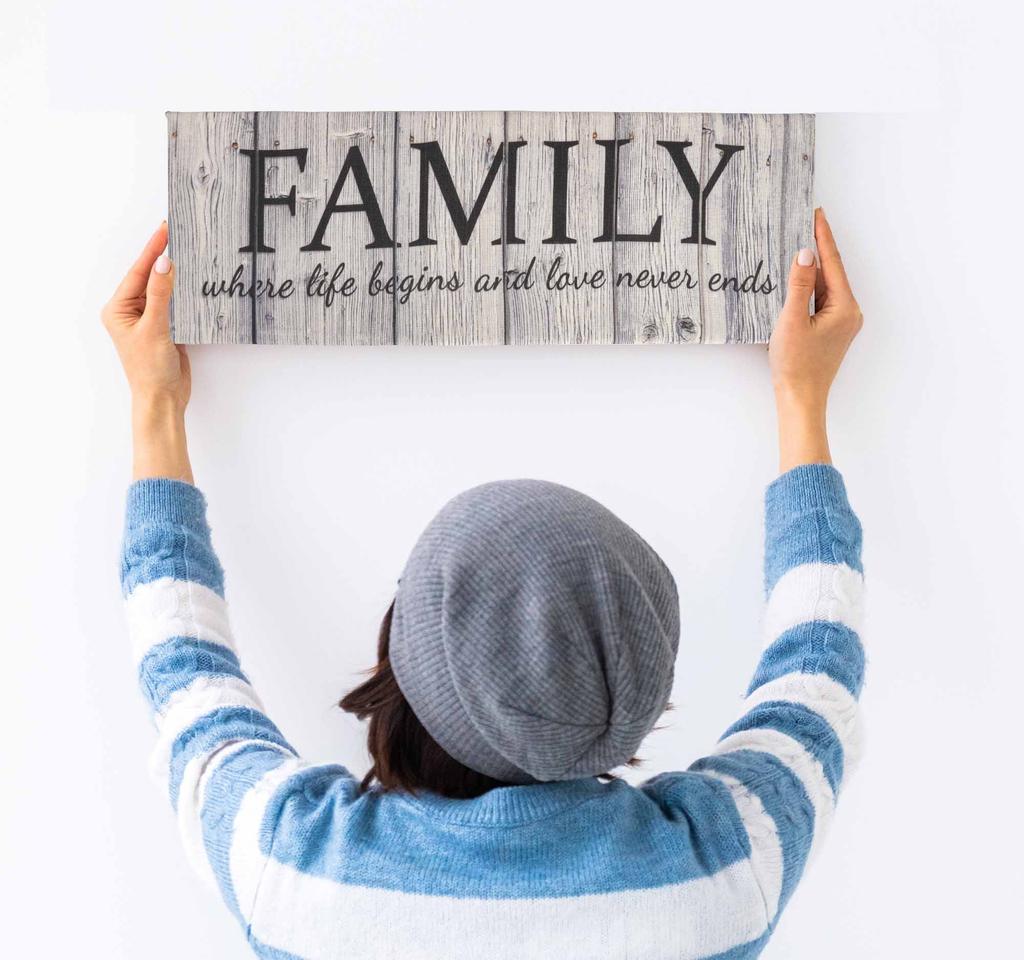 Inkdotpot Stretched Canvas Quotes Wall Art Decor, Family Where Life Begins And Love Never Ends Wall Decor-twoRustic Wall Art Sign