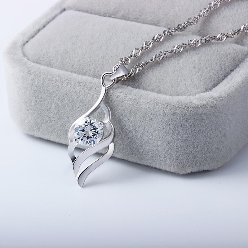 Ожерелье из стерлингового серебра 925 пробы с ангельским пером, украшения в корейском и европейском стиле, хрустальные подарки, Рождество.