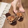 Пушистые тапочки с леопардовым принтом женские 2025 новые осенне-зимние домашние комнатные нескользящие милые уличные хлопковые тапочки женские