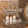 Storage Rack Hollow Design Wall Mounted Transparent Large Capacity Bathroom Shampoo Sundries Storage Shelf Household Supplies