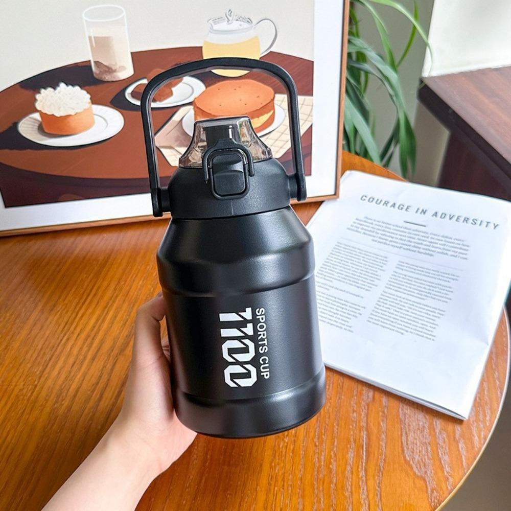 Insulated Hand-held Thermos Cup 316 Stainless Steel Straw Thermal Water Bottle Outdoor Sports