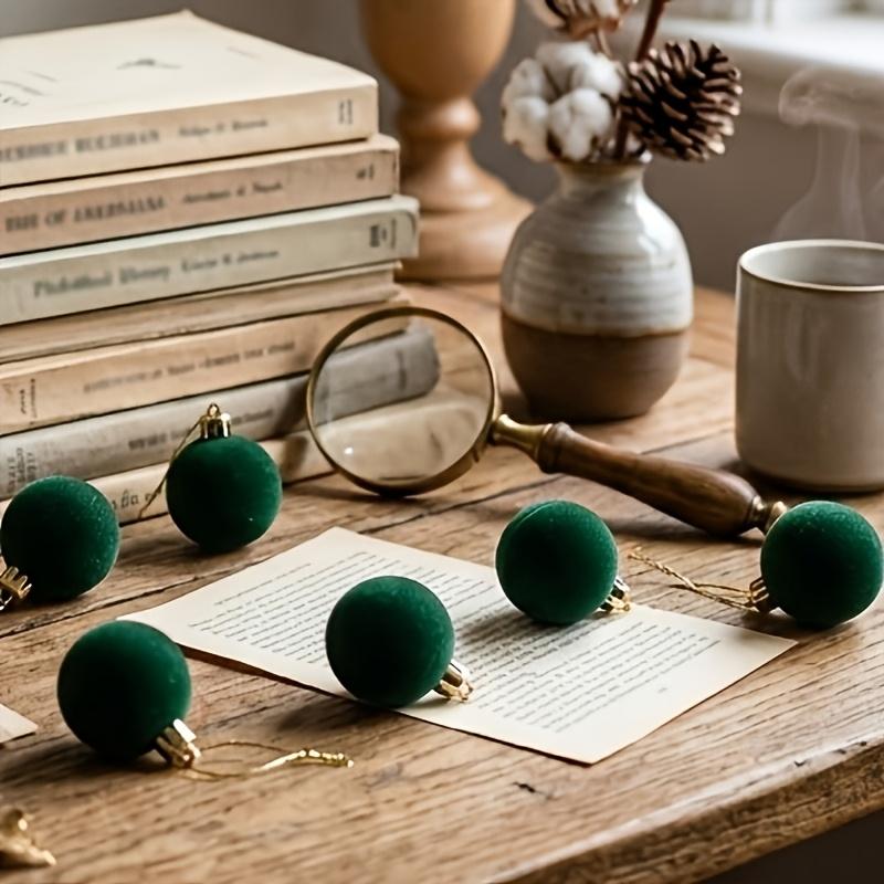 Bulk 3CM Dark Green Flocked Christmas Balls, Christmas Tree Ornaments, Decorative Accessories