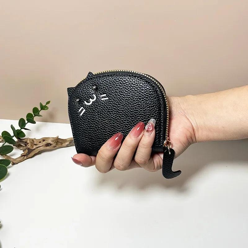 1 шт., милый мультяшный кот из искусственной кожи, складная сумка для карт, многофункциональная, женская, повседневная, органайзер для удостоверений личности, кошелек для монет, держатель для кредитных карт
