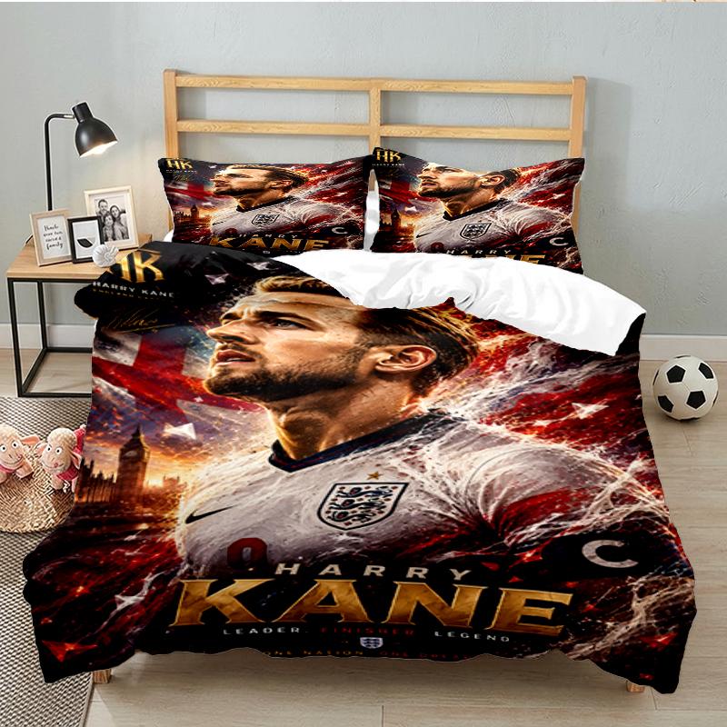 3PCS Football Player Kane Bedding set,Ideal for1pc Duvet Cover And 2pcs Pillowcases Perfect for Christmas gift,Ideal for Bedroom, Dormitory