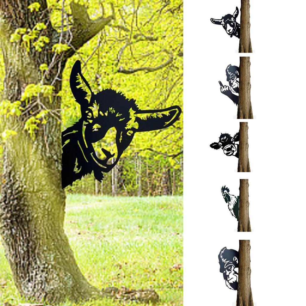 Знаки Peeping Around, забавные животные, металлические знаки, настенное искусство, украшение, наружный декор, садовый забор, украшение двора, патио