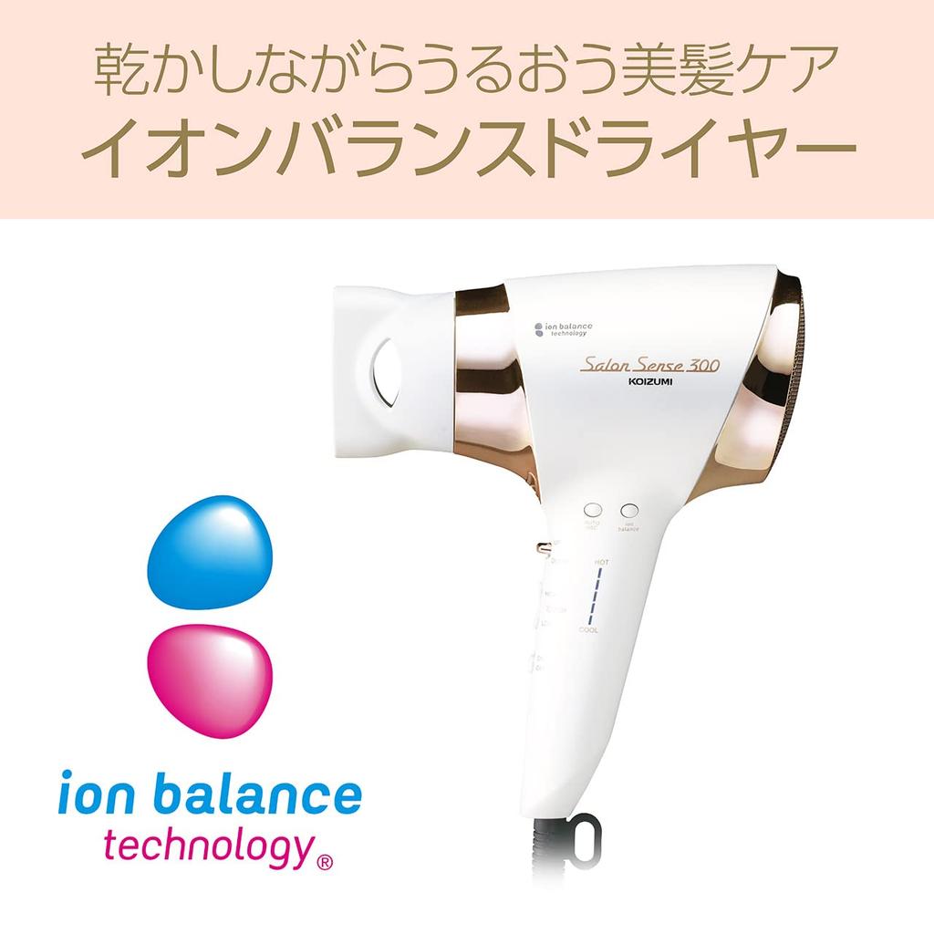 Koizumi Hair Dryer Ion Balance Salon Sense 300 Automatic Switching Large Air Volume Quick Drying 6 Level Air Volume Adjustment 5 Level Temperature