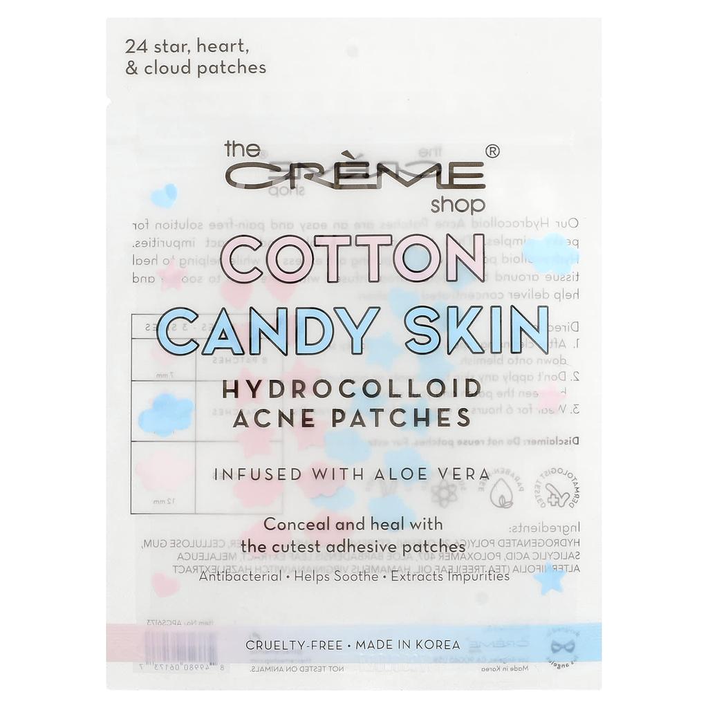 The Creme Shop, Cotton Candy Skin, Hydrocolloid Acne Patches, Star, Heart & Cloud, 24 Patches