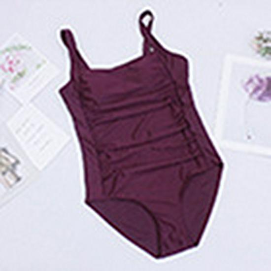 European & American Sexy Solid Color One-Piece Swimsuit with Straps for Women