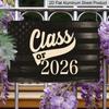 2D Flat, 1pc Class of 2026 Aluminium Sign 8x12 Inch - Vintage American Flag Design, Patriotic Graduation Decor, Gift for High School/College Seniors