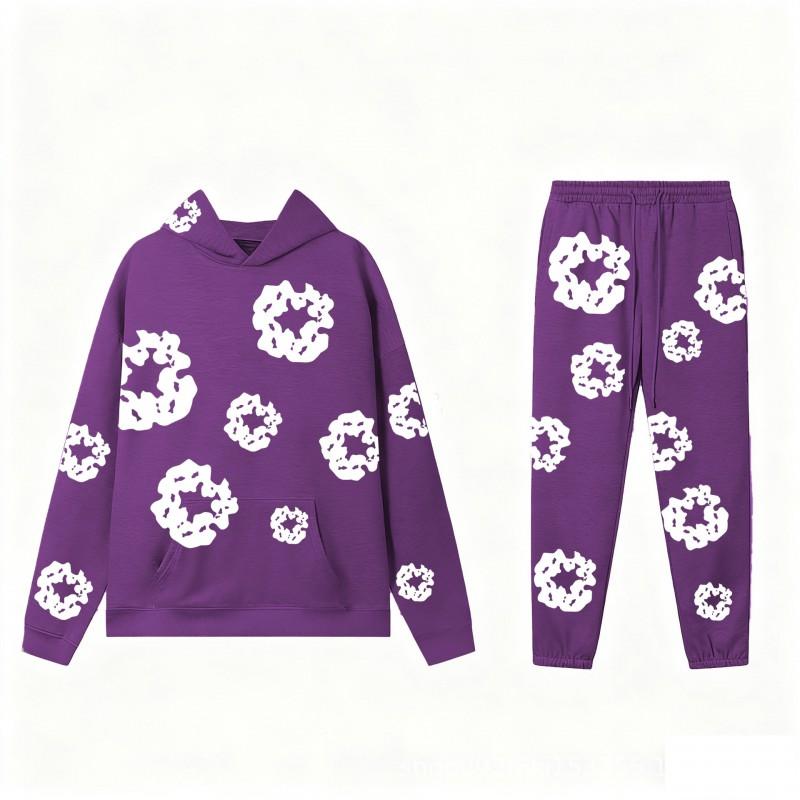 Streetwear Hoodie Set Women Kapok Print Loose Fit Long Sleeve Casual Outfit