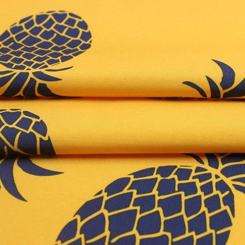 Tropical Pineapple Print Fabric Classic Twill Peach Skin for Hawaiian Shirts Beach Shorts Throw Pillow Covers
