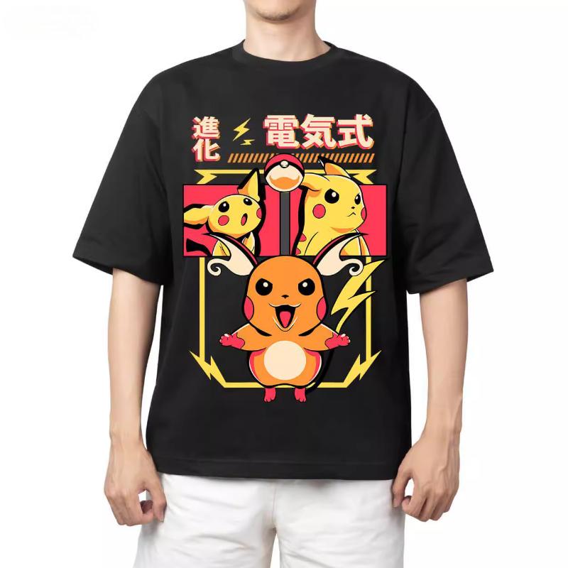 Pokémon Anime Peripherals Printed Tshirt Mens and Womens Summer New Harajuku Loose Casual Trend Shortsleeved Top