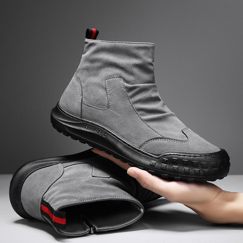 Autumn Winter Men's Boots High Top Leather Shoes Men's Ankle Boots Fashion Comfortable Motorcycle Boots Platform Boots Man